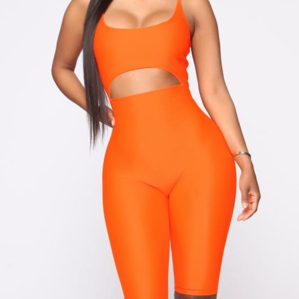 Orange cut out romper